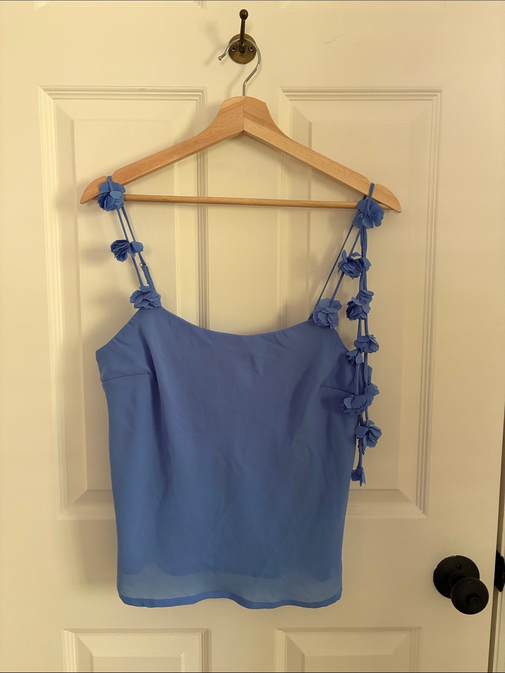 Blue Floral-Accent Camisole and Skirt Set